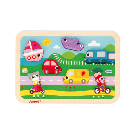 Chunky Wooden Puzzle - Vehicles by Janod