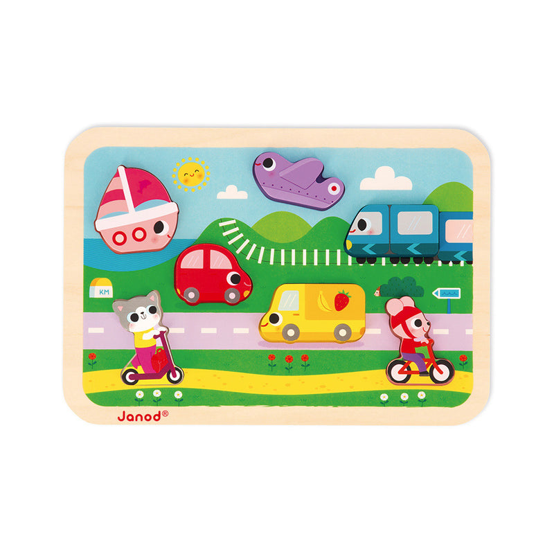 Chunky Wooden Puzzle - Vehicles by Janod