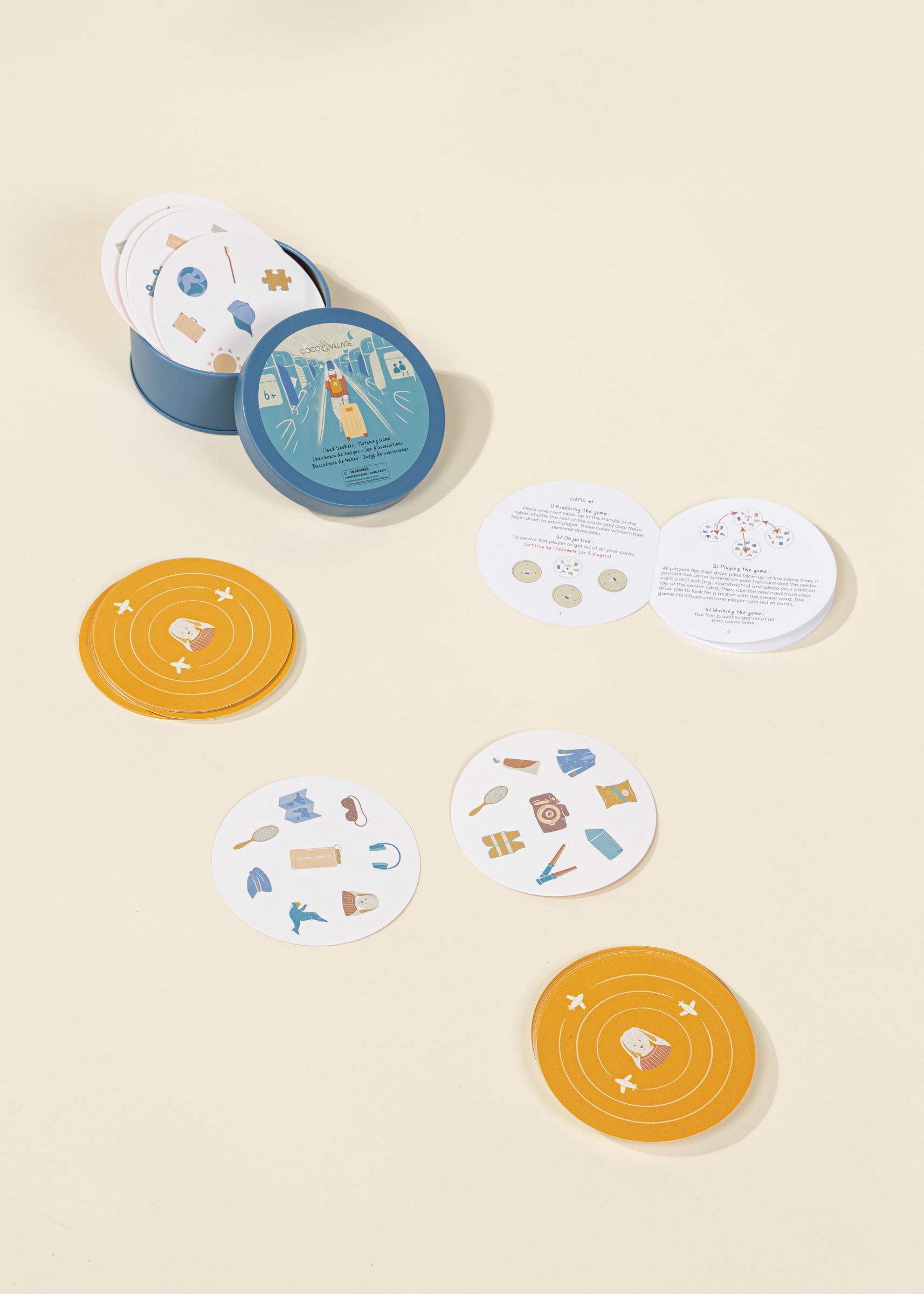 Set of cards with icons on a beige background