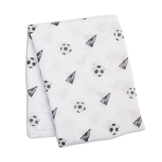 Cotton Muslin Swaddle XL - Soccer by Lulujo