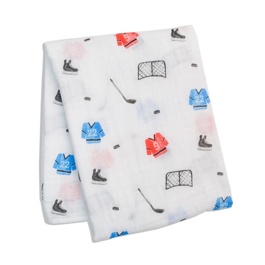 Cotton Muslin Swaddle XL - Hockey by Lulujo
