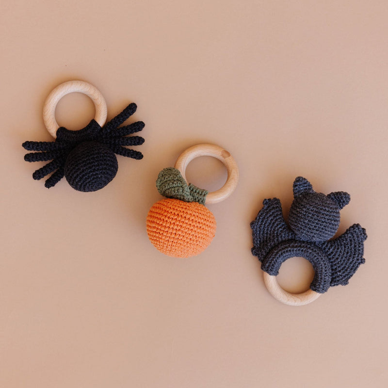Cotton Crochet Rattle Teether - Orange by The Blueberry Hill