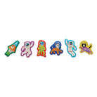 Set of colorful space-themed stickers on a white background