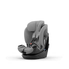 Gray child car seat on a white background
