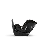 Black baby car seat on a white background