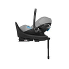 Baby car seat with black base on a white background