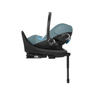 Baby car seat with black base on a white background