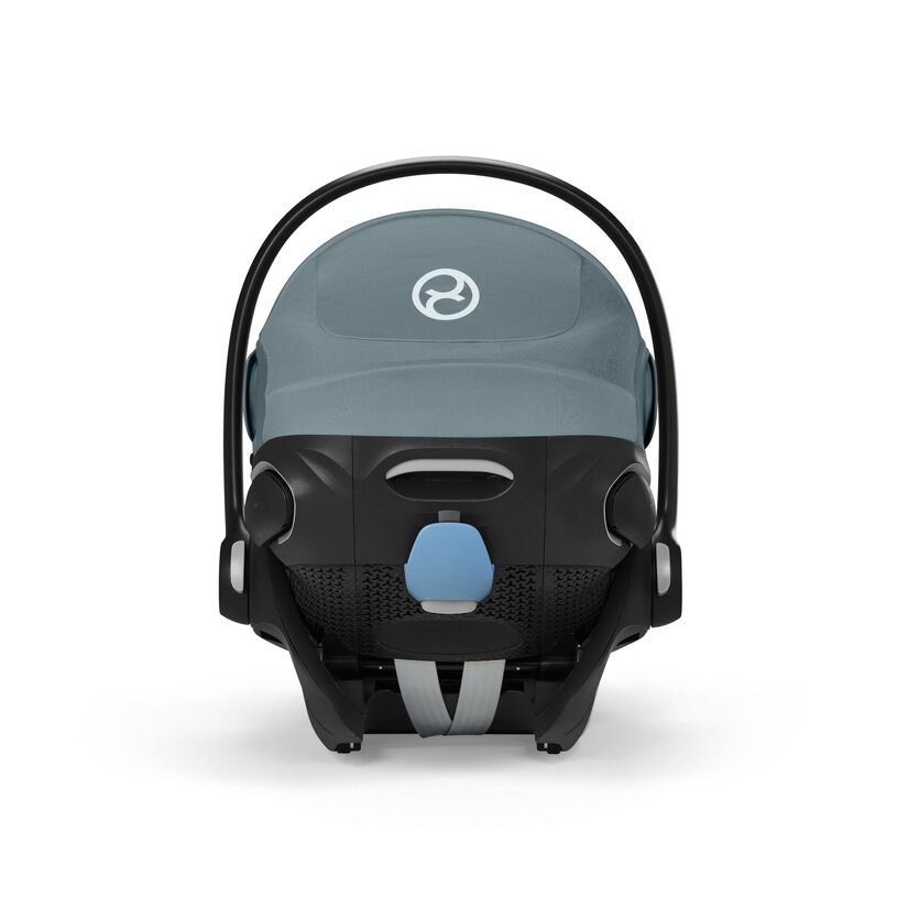 Baby car seat with canopy on a white background