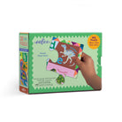 eeBoo dinosaur puzzle box with a hand holding a puzzle piece on a white background