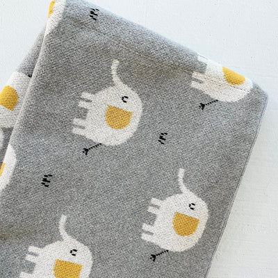 Organic Cotton Jacquard Sweater Knit Baby Blanket - Elephant by Viverano Organics