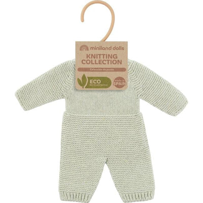 Knitted Doll Pajamas 12 5/8" - Green by Miniland