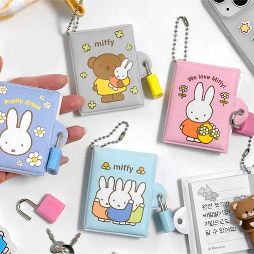 Keychains and locks with Miffy character design on a white background