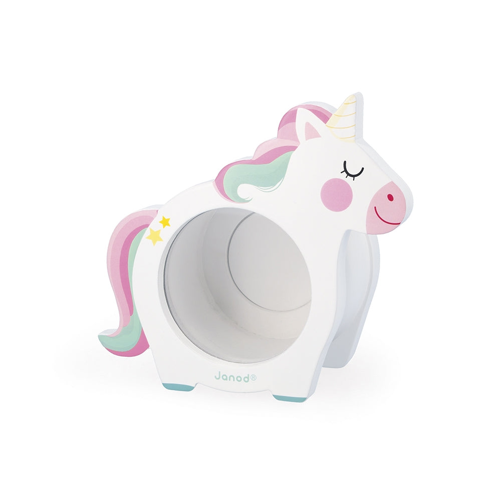 Unicorn-shaped night light on a white background
