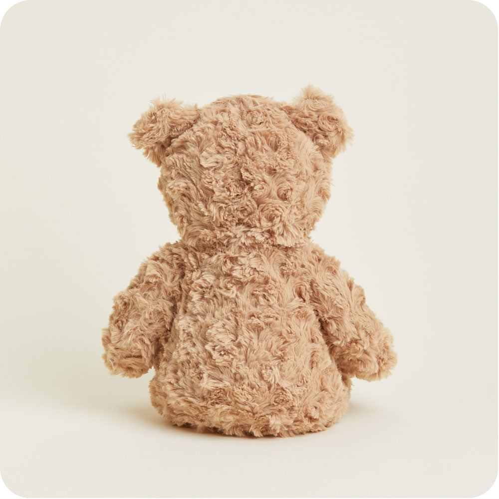 Brown teddy bear on a light beige background