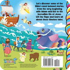Illustrated children's book page about Noah's Ark with animals.