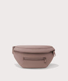 Grey waist bag with a strap on a white background