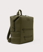 Green backpack on a light gray background