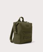 Green backpack on a light gray background
