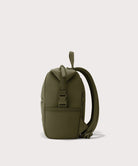 Green backpack on a light gray background