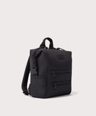 Green backpack on a light gray background