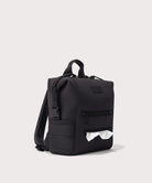 Green backpack on a light gray background