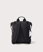 Black backpack on a light gray background