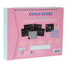 Wipeable chalk board sketchbook with illustrations of uses on a pink cover