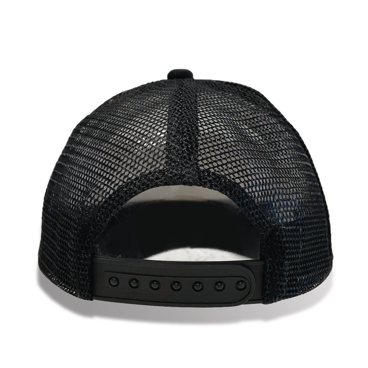 Black mesh cap on a white background