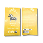 Yellow packaging of Nordic Milk chocolate bar with horse illustration on a white background