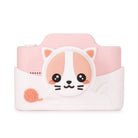 Pink and white phone case with a cartoon dog design on a white background