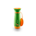 A green and orange Wow Cup water bottle with a dinosaur graphic, shown on a clean white background.