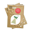 Cotton Twist craft kit for making a stitched Christmas tree on brown paper with white text.