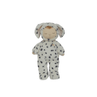 Stuffed toy in a dalmatian costume on a white background
