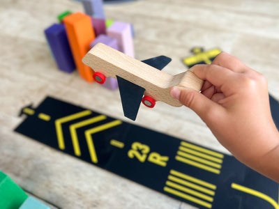 Runway Airport Set with Wooden Aeroplane by Waytoplay Toys