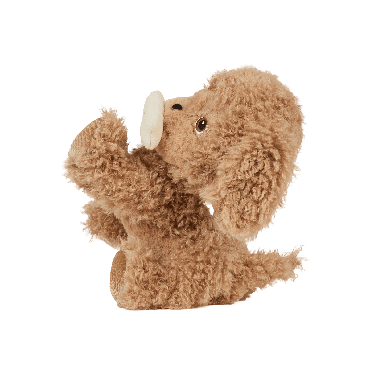 Plush elephant toy waving on a transparent background