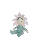 Plush toy resembling a baby with flower-like design on a white background