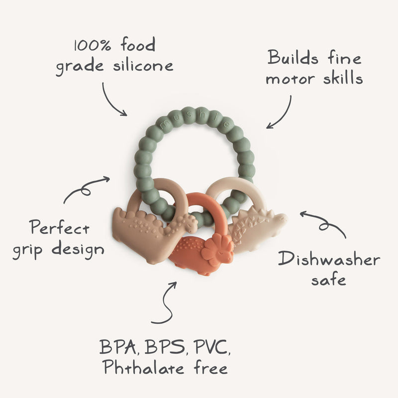 Dino Teething Ring by Mushie & Co