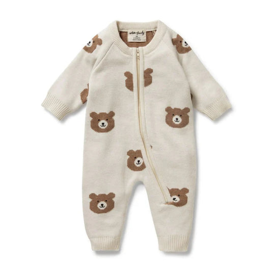 Beary Cute Organic Knitted Jacquard Growsuit by Wilson & Frenchy