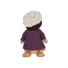 Stuffed toy with a purple coat and white hat on a transparent background