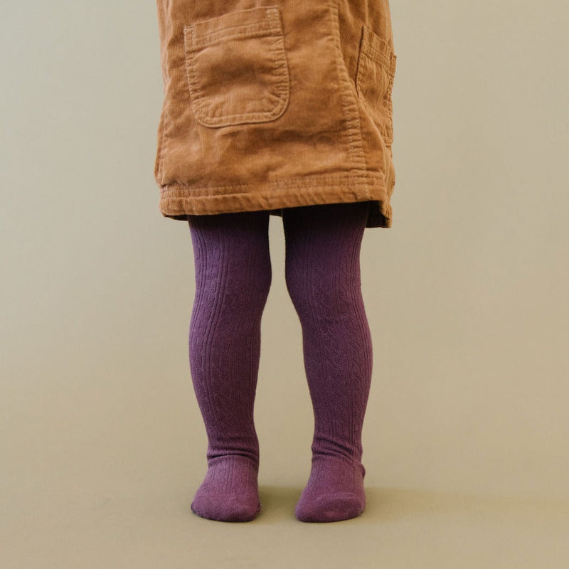 Cable Knit Tights - Dusty Plum by Little Stocking Co.