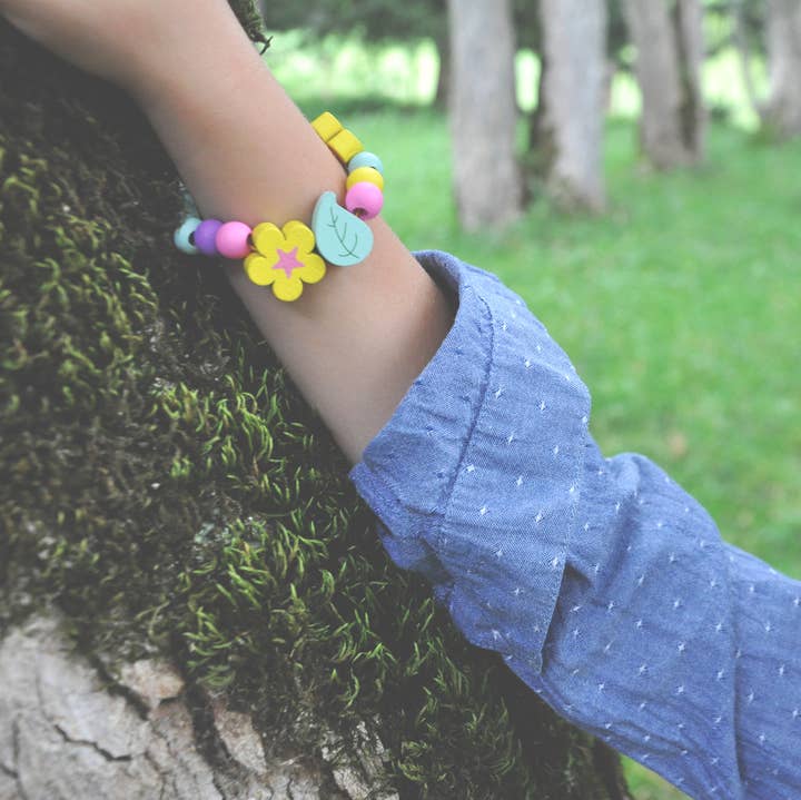 Colorful bracelet on a wrist against a natural background