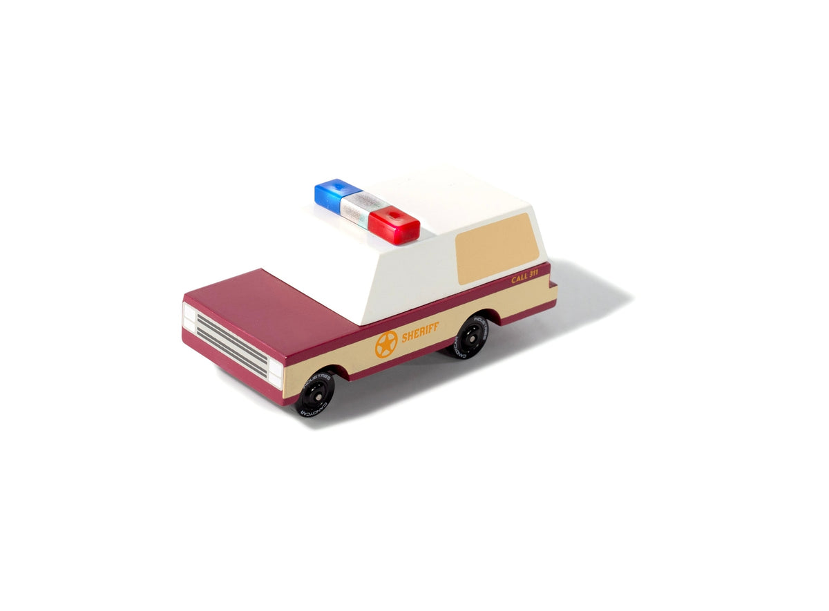 Toy ambulance model on a white background