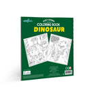 Coloring book for early learners with dinosaur illustrations on a green cover