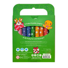 A package of 9 jumbo crayons in a green holiday-themed plastic carrying case with a die-cut handle. The package features cartoon illustrations of a dog in a Santa hat and a gingerbread man, along with text stating 'Includes 9 jumbo crayons' and '& 48 frosty fun coloring pages'.