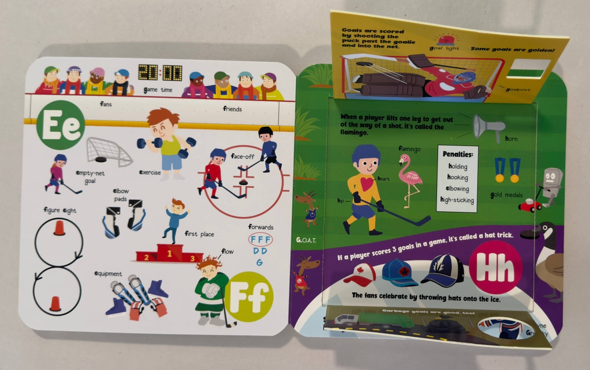 Children's educational book with illustrations and text on pages