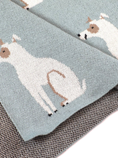 Organic Cotton Jacquard Sweater Knit Baby Blanket - Dogs by Viverano Organics
