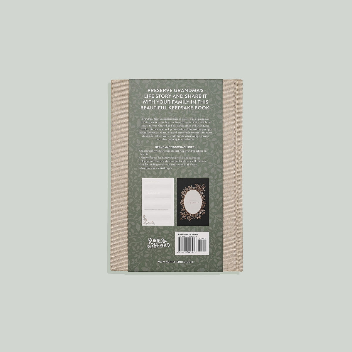 Back cover of a book with text and design elements on a light gray background