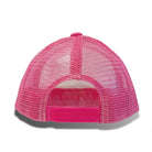 Pink mesh cap with a pink bill on a white background