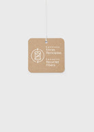 A product tag indicating that the item is made with recycled materials.