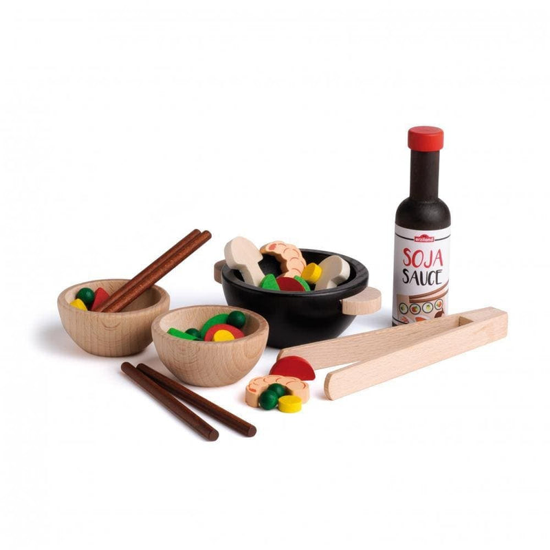 Wok-Party Wooden Play Food Set (31 Pieces) by Erzi – Pacifier Kids